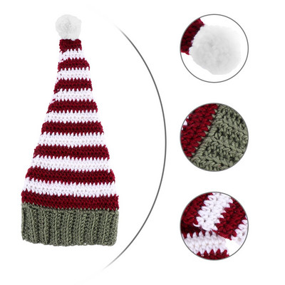 Χριστουγεννιάτικο καπέλο Πλεκτά Καπέλα Elf Party Santa Beanie Cap ριγέ ριγέ φόρεμα στηρίγματα Φωτογραφία Claus Outfits Μάλλινα καλύμματα κεφαλής