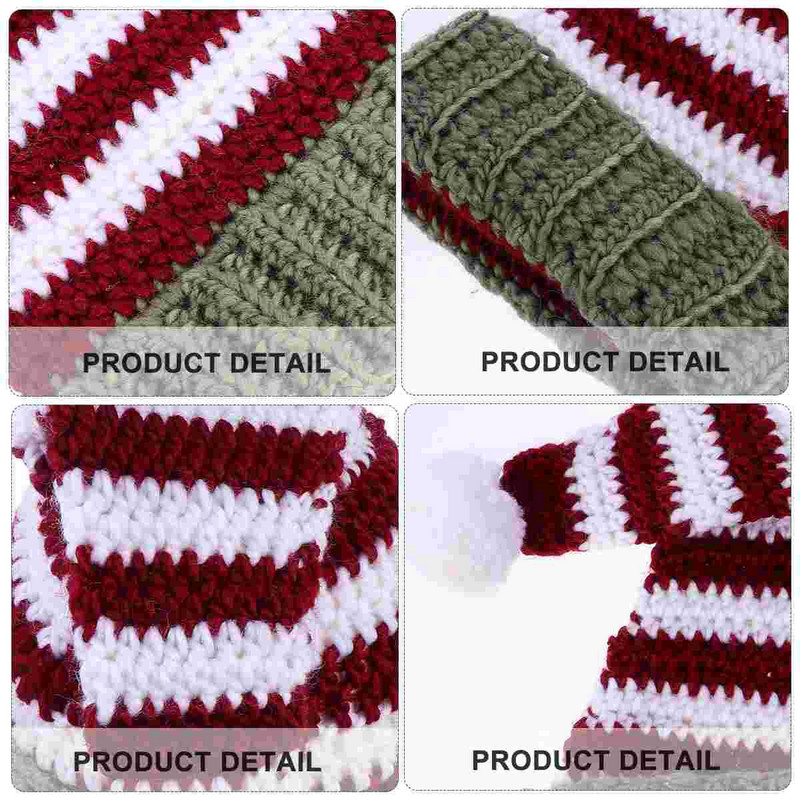 Pălărie de Crăciun Pălării tricotate Petrecere de spiriduși Căciulă de Moș Crăciun Recuzită pentru capete cu dungi Fotografie Ținute de Crăciun Crăciun de lână