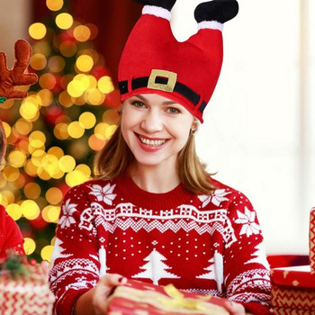 Χριστουγεννιάτικο καπέλο για πάρτι Γιορτινό τσόχα Ξωτικό Ξωτικό κόκκινο παντελόνι ρίγες πόδια Καπέλο καινοτομία Αστείο καπέλο Ενήλικες Καλά Χριστούγεννα αποκριάτικο πάρτι