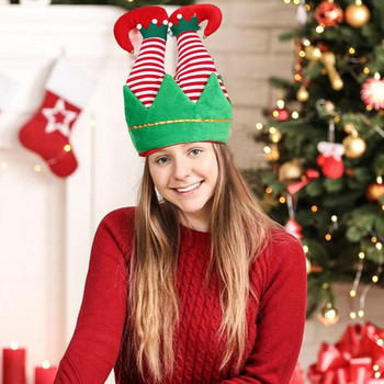 Χριστουγεννιάτικο καπέλο για πάρτι Γιορτινό τσόχα Ξωτικό Ξωτικό κόκκινο παντελόνι ρίγες πόδια Καπέλο καινοτομία Αστείο καπέλο Ενήλικες Καλά Χριστούγεννα αποκριάτικο πάρτι