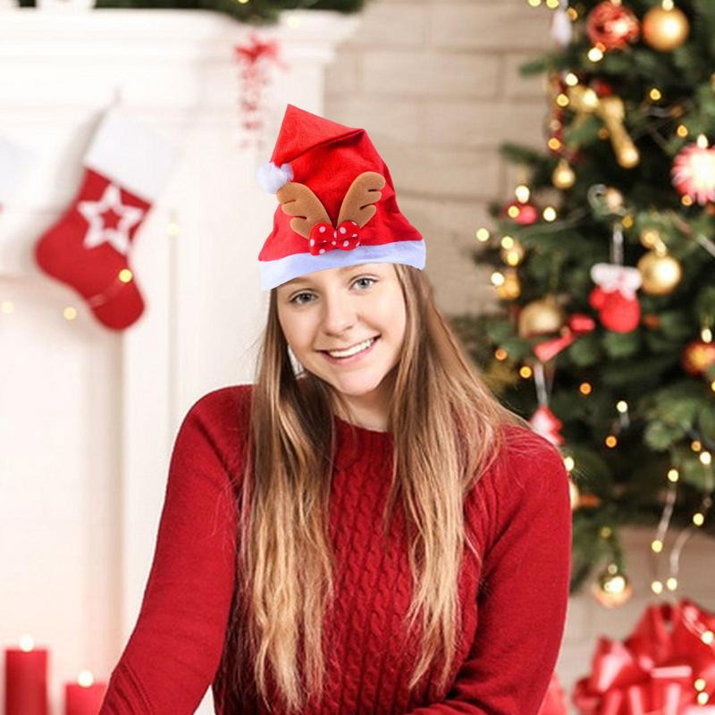 Pălărie de Crăciun pentru petrecere Sărbători din pâslă Elk Elf Pantaloni roșii Dungi picioare Pălărie Noutate Pălărie amuzantă Adulti Crăciun fericit Carnaval