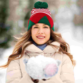 Καπέλο Χριστουγεννιάτικα Καπέλα Αϊ-Βασίλη ριγέ πομ καπούλα βελούδινα διακοσμητικά πουλόβερ πλέξιμο με κοστούμια παχύρρευστη κεφαλή Winter Merry