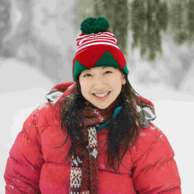 Kapa Božićni šeširi Djeda Mraza Kapa na pruge Pom Topli plišani ukrasi Džemper za pletenje Kostim Deblje pokrivalo za glavu Zima Veselo