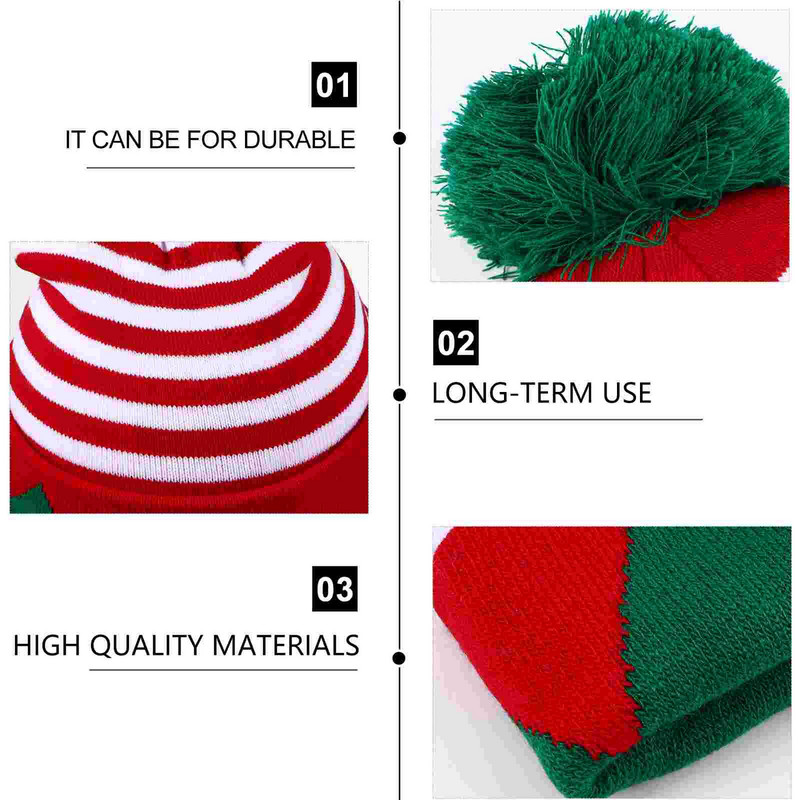 Kapa Božićni šeširi Djeda Mraza Kapa na pruge Pom Topli plišani ukrasi Džemper za pletenje Kostim Deblje pokrivalo za glavu Zima Veselo