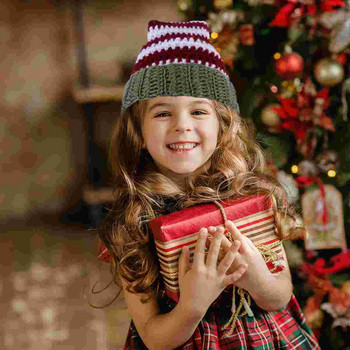 Χριστουγεννιάτικο καπέλο Πλεκτά Καπέλα Elf Party Santa Beanie Cap ριγέ ριγέ φόρεμα στηρίγματα Φωτογραφία Claus Outfits Μάλλινα καλύμματα κεφαλής