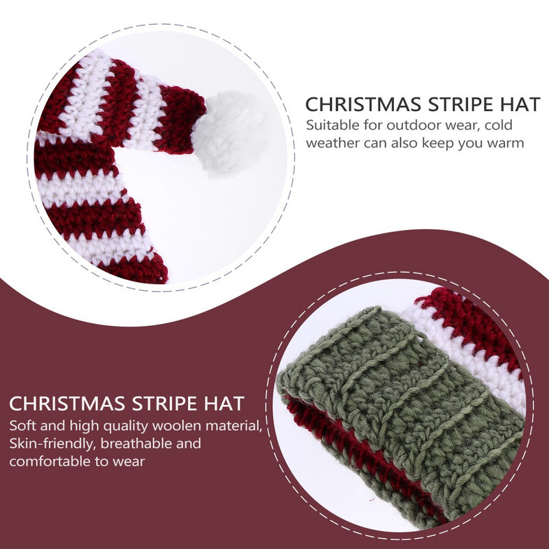 Pălărie de Crăciun Pălării tricotate Petrecere de spiriduși Căciulă de Moș Crăciun Recuzită pentru coafură cu dungi Fotografie Ținute de Crăciun Crăciun de lână