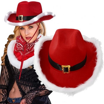 Χριστουγεννιάτικα στολίδια Κόκκινο καουμπόικο καπέλο Santa Hats Prop Φόρεμα για γιορτινό καπέλο με φωτάκια Δώρο Navidad Καλή χρονιά 2023