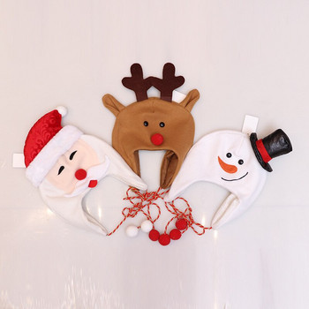 Χριστουγεννιάτικο καπέλο, Διακόσμηση χριστουγεννιάτικου δέντρου, Παιδικό καπέλο για ενήλικες, Παιδικό φανελένιο μακρύ σχοινί καρτούν Καπέλο από άλκες χιονάνθρωπος