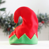 Декорация Празнична украса Плюшена шапка на Дядо Коледа Шапки на елфи Метална камбанка Коледен подарък