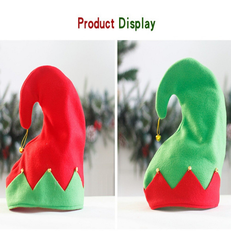 Декорация Празнична украса Плюшена шапка на Дядо Коледа Шапки на елфи Метална камбанка Коледен подарък