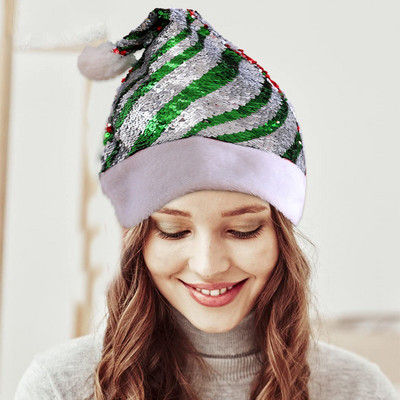 h Kapa Djeda Mraza Crvena i zelena Božićna kapa sa šljokicama na preklop za tinejdžere i haljina za događaje za žene Duga ženska haljina za zabavu