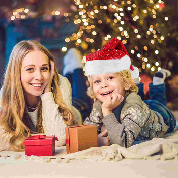 Χριστουγεννιάτικο Καπέλο Αϊ-Βασίλη Καπέλα για πάρτι Καπέλα γιορτινή βελούδινη παγιέτα Favorclaus Merry Cap Red Custom Supplies Year New Giftbulk Kid