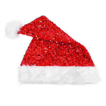 Χριστουγεννιάτικο Καπέλο Αϊ-Βασίλη Καπέλα για πάρτι Καπέλα γιορτινή βελούδινη παγιέτα Favorclaus Merry Cap Red Custom Supplies Year New Giftbulk Kid