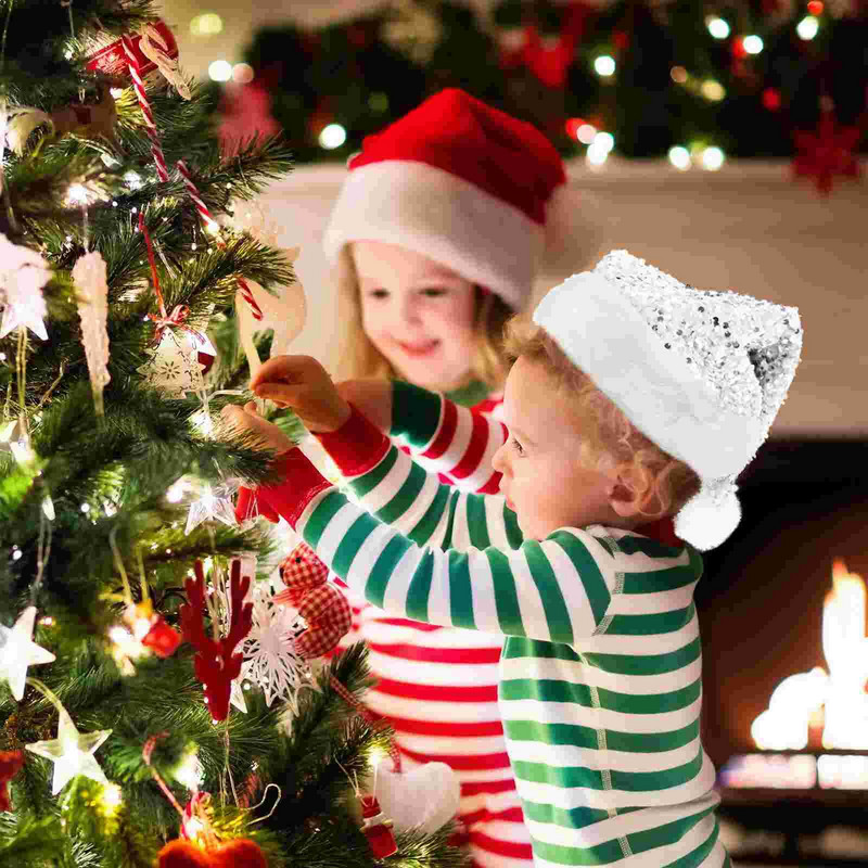 Χριστουγεννιάτικο Καπέλο Αϊ-Βασίλη Καπέλα για πάρτι Καπέλα γιορτινή βελούδινη παγιέτα Favorclaus Merry Cap Red Custom Supplies Year New Giftbulk Kid