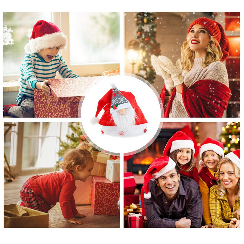 Božićna kapa Udobna kratka plišana crvena kapa Djeda Božićnjaka Unisex Inovativna starčeva kapa bez lica Blagdanska kapa Karnevalski kostim Rekviziti