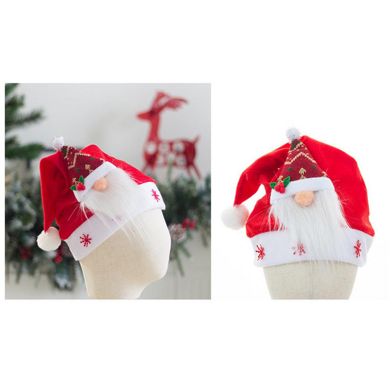 Božićna kapa Udobna kratka plišana crvena kapa Djeda Božićnjaka Unisex Inovativna starčeva kapa bez lica Blagdanska kapa Karnevalski kostim Rekviziti