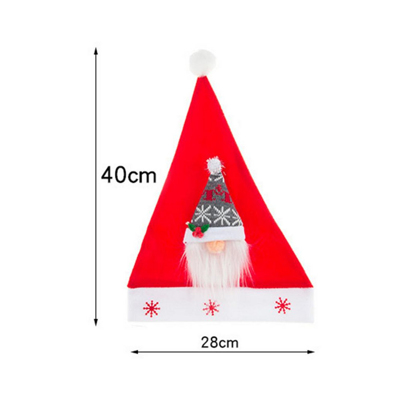Božićna kapa Udobna kratka plišana crvena kapa Djeda Božićnjaka Unisex Inovativna starčeva kapa bez lica Blagdanska kapa Karnevalski kostim Rekviziti