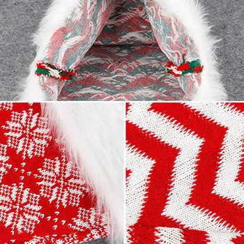Πλεκτό χριστουγεννιάτικο καπέλο Snowflake Κόκκινες πράσινες ρίγες Κόκκινες λευκές ρίγες αφράτο-βελούδινο πομπομ Santa Cap Party Χριστουγεννιάτικα αξεσουάρ σπιτιού