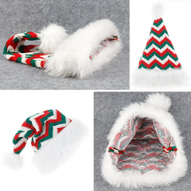 Πλεκτό χριστουγεννιάτικο καπέλο Snowflake Κόκκινες πράσινες ρίγες Κόκκινες λευκές ρίγες αφράτο-βελούδινο πομπομ Santa Cap Party Χριστουγεννιάτικα αξεσουάρ σπιτιού