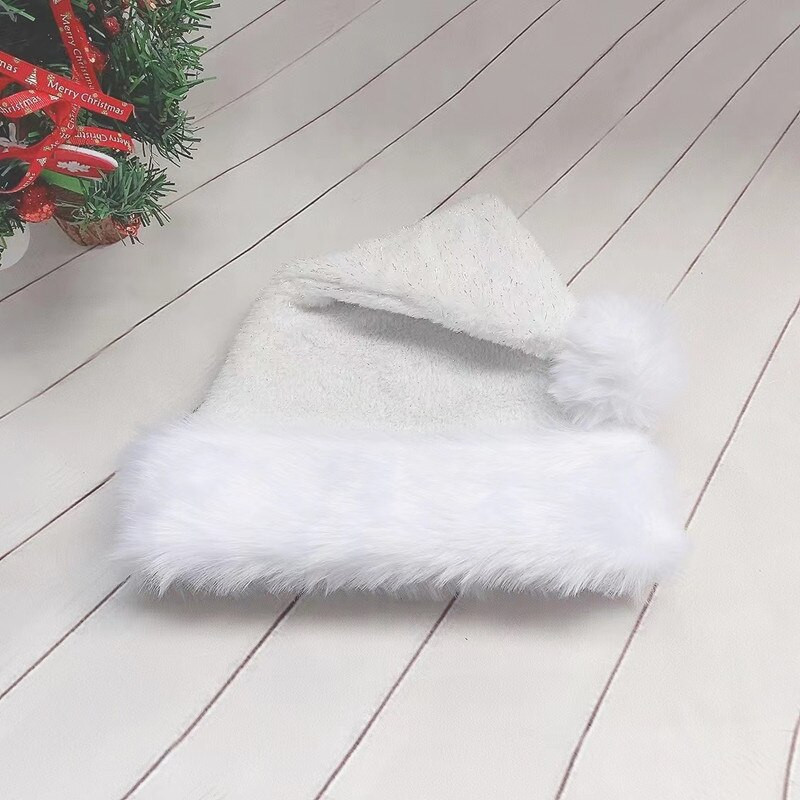 Χριστουγεννιάτικο καπέλο 2022 30*45cm Λευκό Λούτρινο Χριστουγεννιάτικο Καπέλο Unisex Comfort Santa καπέλο με έντονο μετάξι