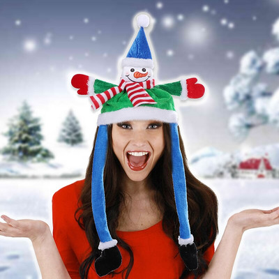 Нови светещи дълги уши Плюшени коледни шапки Led коледни празнични декорации Коледна шапка за Дядо Коледа Деца Подарък за възрастни