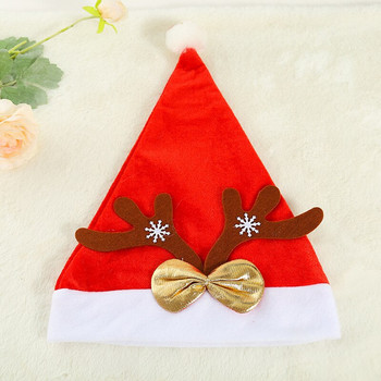 Χριστουγεννιάτικο καπέλο Santa Fluffy με υπέροχο παπιγιόν, χαριτωμένο κεφάλι από κέρατο ελαφιού που φοράει για τις γιορτές των Χριστουγέννων Προμήθεια δώρου για ενήλικες για πάρτι