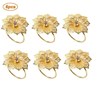 6 tk Kuldne hõbedane salvrätik Sõrmus Toolid Pandlad Pulmaürituste kaunistamine Käsitöö Rhinestone`i hoidik Käsitsi valmistatud peotarbed