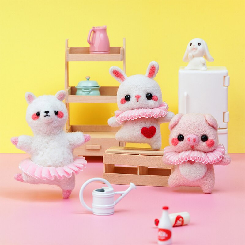 Paket materijala za filcanje vune Nonvor Serija za balet sa životinjama Komplet za ručno filcanje iglom za komplet materijala za filcanje za igle Početni DIY komplet