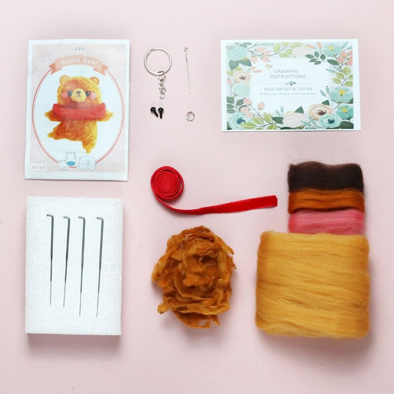 Paket materijala za filcanje vune Nonvor Serija za balet sa životinjama Komplet za ručno filcanje iglom za komplet materijala za filcanje za igle Početni DIY komplet