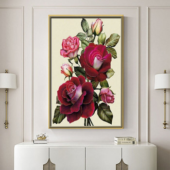 Λουλούδια Τριαντάφυλλο DIY Σταυροβελονιά 11CT Κιτ κεντήματος Σετ χειροτεχνίας βελονιάς Βαμβακερή κλωστή εμπριμέ καμβάς διακόσμηση σπιτιού Νέα πώληση
