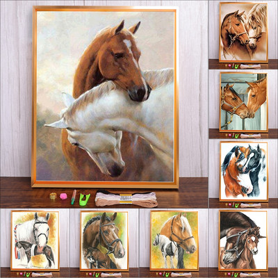 Meian Animal Horse Cross Stitch Kits Steed Painting Ebroidery Set 11CT/14CT Printed Canvas DMC Βαμβακερή κλωστή Διακόσμηση σπιτιού