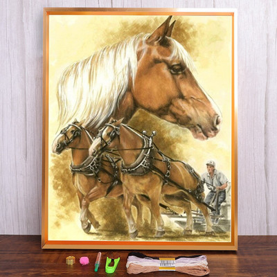 Meian Animal Horse Cross Stitch Kits Steed Painting Ebroidery Set 11CT/14CT Printed Canvas DMC Βαμβακερή κλωστή Διακόσμηση σπιτιού