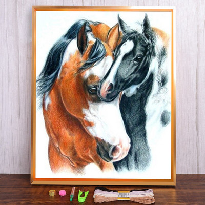 Meian Animal Horse Cross Stitch Kits Steed Painting Ebroidery Set 11CT/14CT Printed Canvas DMC Βαμβακερή κλωστή Διακόσμηση σπιτιού