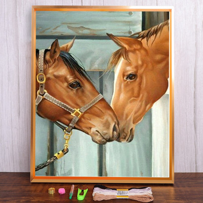Meian Animal Horse Cross Stitch Kits Steed Painting Ebroidery Set 11CT/14CT Printed Canvas DMC Βαμβακερή κλωστή Διακόσμηση σπιτιού