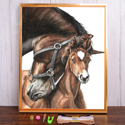 Meian Animal Horse Cross Stitch Kits Steed Painting Ebroidery Set 11CT/14CT Printed Canvas DMC Βαμβακερή κλωστή Διακόσμηση σπιτιού