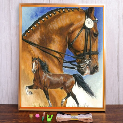 Meian Animal Horse Cross Stitch Kits Steed Painting Ebroidery Set 11CT/14CT Printed Canvas DMC Βαμβακερή κλωστή Διακόσμηση σπιτιού