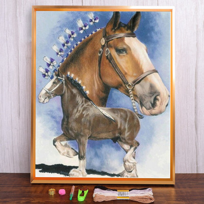 Meian Animal Horse Cross Stitch Kits Steed Painting Ebroidery Set 11CT/14CT Printed Canvas DMC Βαμβακερή κλωστή Διακόσμηση σπιτιού