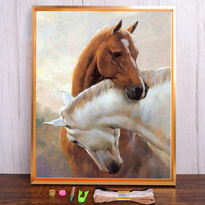 Meian Animal Horse Cross Stitch Kits Steed Painting Ebroidery Set 11CT/14CT Printed Canvas DMC Βαμβακερή κλωστή Διακόσμηση σπιτιού