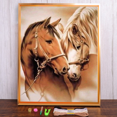 Meian Animal Horse Cross Stitch Kits Steed Painting Ebroidery Set 11CT/14CT Printed Canvas DMC Βαμβακερή κλωστή Διακόσμηση σπιτιού