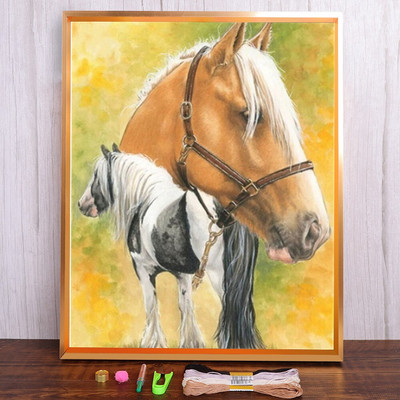 Meian Animal Horse Cross Stitch Kits Steed Painting Ebroidery Set 11CT/14CT Printed Canvas DMC Βαμβακερή κλωστή Διακόσμηση σπιτιού