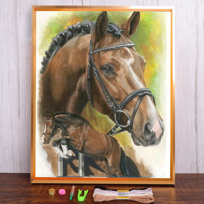 Meian Animal Horse Cross Stitch Kits Steed Painting Ebroidery Set 11CT/14CT Printed Canvas DMC Βαμβακερή κλωστή Διακόσμηση σπιτιού