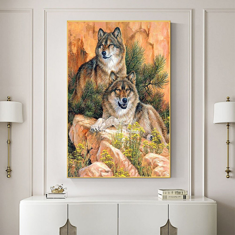 Set de broderie bricolaj cu punct în cruce 11CT Imprimat cu animale lup, fire DMC, artizanat, ace, hobby, pictură, pachet diferit