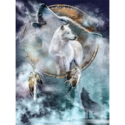 Dreamcatcher Wolf DIY Cross Stitch Embroidery 11CT Kit Σετ κεντήματα σε τυπωμένο καμβά Διακόσμηση σπιτιού New Design Χονδρική