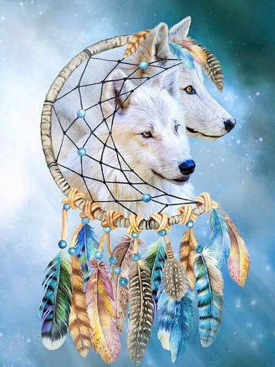 Dreamcatcher Wolf DIY Cross Stitch Embroidery 11CT Kit Σετ κεντήματα σε τυπωμένο καμβά Διακόσμηση σπιτιού New Design Χονδρική