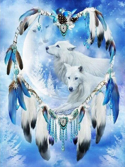 Dreamcatcher Wolf DIY Cross Stitch Embroidery 11CT Kit Σετ κεντήματα σε τυπωμένο καμβά Διακόσμηση σπιτιού New Design Χονδρική
