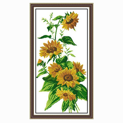 Κιτ σταυροβελονιάς με λουλούδια Joy Sunday Sunflowers Vase printed 11CT 14CT Counted Cross Stitch Kit Κεντητό σετ κεντημάτων