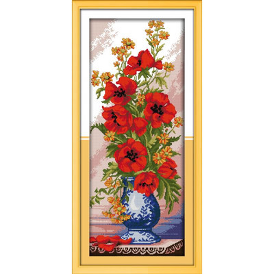Κιτ σταυροβελονιάς με λουλούδια Joy Sunday Sunflowers Vase printed 11CT 14CT Counted Cross Stitch Kit Κεντητό σετ κεντημάτων