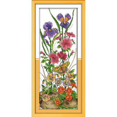 Κιτ σταυροβελονιάς με λουλούδια Joy Sunday Sunflowers Vase printed 11CT 14CT Counted Cross Stitch Kit Κεντητό σετ κεντημάτων