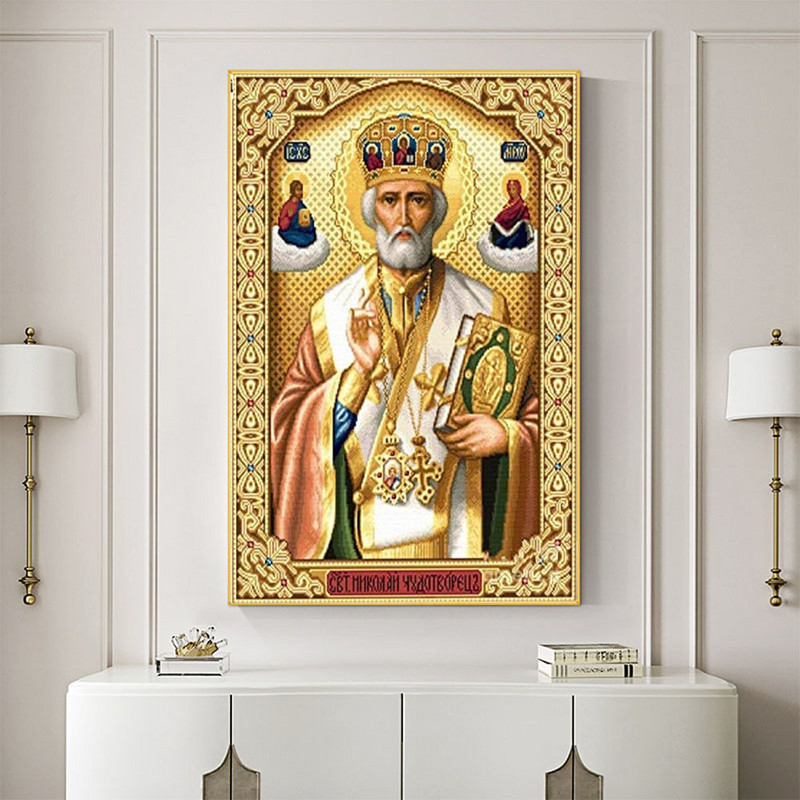 Regiono stačiatikių piktograma „Pasidaryk pats“ siuvinėjimas kryželiu 11CT rinkiniai Rankdarbių rinkinys, spausdinta drobė, medvilniniai siūlai, siuvinėjimas