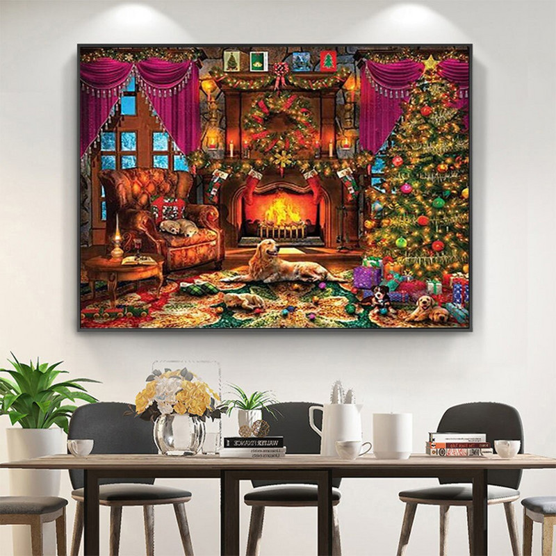 Χριστουγεννιάτικο Δέντρο Κεντήματος Σετ Κεντήματα χειροτεχνίας Βαμβακερή κλωστή Καμβάς τυπωμένο Χριστουγεννιάτικο δώρο Διακόσμηση σπιτιού Νέο σχέδιο